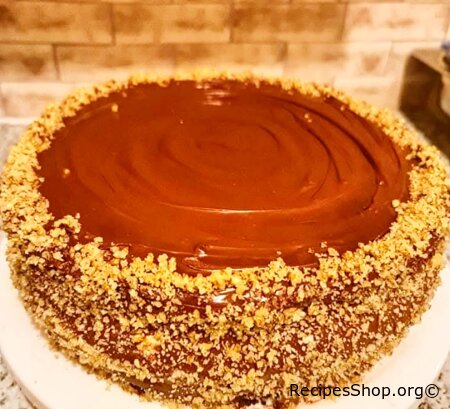 Chocolate Glazed Brownie Cheesecake with Walnuts